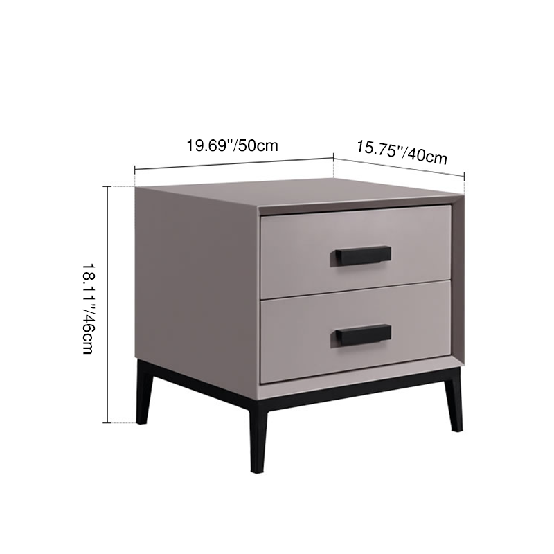 Eco-Friendly Nightstand - Scandinavian Aesthetic Iron-Leg Bedside Table 2-Drawer For Bedroom Lumendat