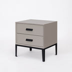 Eco-Friendly Nightstand - Scandinavian Aesthetic Iron-Leg Bedside Table 2-Drawer For Bedroom Lumendat