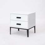 Eco-Friendly Nightstand - Scandinavian Aesthetic Iron-Leg Bedside Table 2-Drawer For Bedroom Lumendat