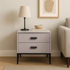 Eco-Friendly Nightstand - Scandinavian Aesthetic Iron-Leg Bedside Table 2-Drawer For Bedroom Lumendat