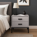 Eco-Friendly Nightstand - Scandinavian Aesthetic Iron-Leg Bedside Table 2-Drawer For Bedroom Lumendat