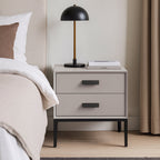 Eco-Friendly Nightstand - Scandinavian Aesthetic Iron-Leg Bedside Table 2-Drawer For Bedroom Lumendat