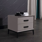 Eco-Friendly Nightstand - Scandinavian Aesthetic Iron-Leg Bedside Table 2-Drawer For Bedroom Lumendat