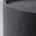 Industrial Smoked Wood Nightstand - Solid Wood Board & Smooth Circular 1-Drawer Bedside Table For Bedroom Lumendat
