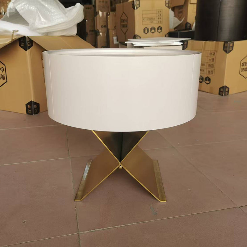 Industrial Smoked Wood Nightstand - Solid Wood Board & Smooth Circular 1-Drawer Bedside Table For Bedroom Lumendat