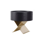 Industrial Smoked Wood Nightstand - Solid Wood Board & Smooth Circular 1-Drawer Bedside Table For Bedroom Lumendat