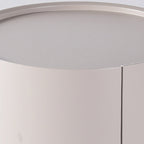 Industrial Smoked Wood Nightstand - Solid Wood Board & Smooth Circular 1-Drawer Bedside Table For Bedroom Lumendat