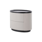 Durable Dual-Material Nightstand - Minimalist Rounded Shape & Organized Storage Bedside Table 2-Drawer For Bedroom Lumendat
