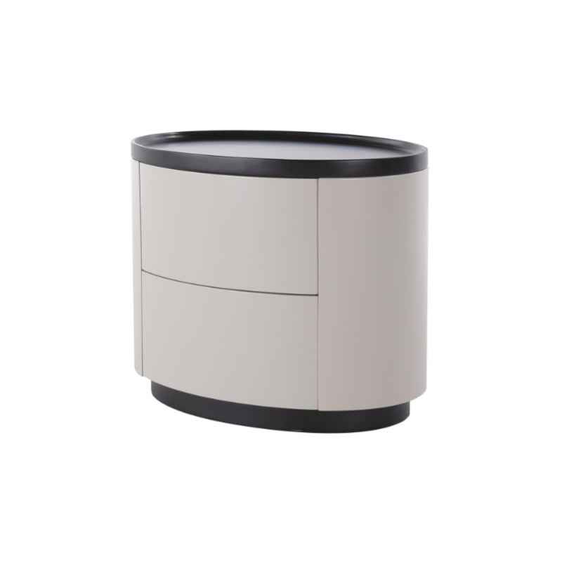 Durable Dual-Material Nightstand - Minimalist Rounded Shape & Organized Storage Bedside Table 2-Drawer For Bedroom Lumendat