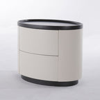 Durable Dual-Material Nightstand - Minimalist Rounded Shape & Organized Storage Bedside Table 2-Drawer For Bedroom Lumendat