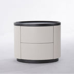 Durable Dual-Material Nightstand - Minimalist Rounded Shape & Organized Storage Bedside Table 2-Drawer For Bedroom Lumendat