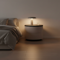Durable Dual-Material Nightstand - Minimalist Rounded Shape & Organized Storage Bedside Table 2-Drawer For Bedroom Lumendat