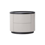 Durable Dual-Material Nightstand - Minimalist Rounded Shape & Organized Storage Bedside Table 2-Drawer For Bedroom Lumendat
