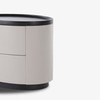 Durable Dual-Material Nightstand - Minimalist Rounded Shape & Organized Storage Bedside Table 2-Drawer For Bedroom Lumendat