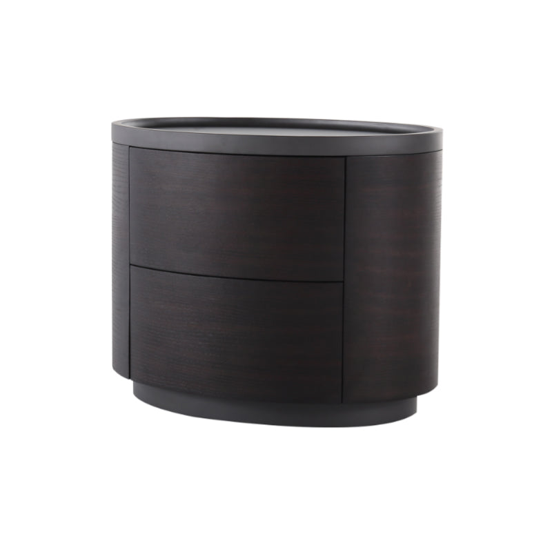 Timeless Vintage Bedside Table - Natural Wood Grain & Organized Double Drawers Nightstand For Bedroom Lumendat