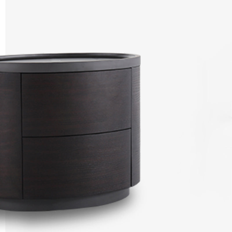 Timeless Vintage Bedside Table - Natural Wood Grain & Organized Double Drawers Nightstand For Bedroom Lumendat