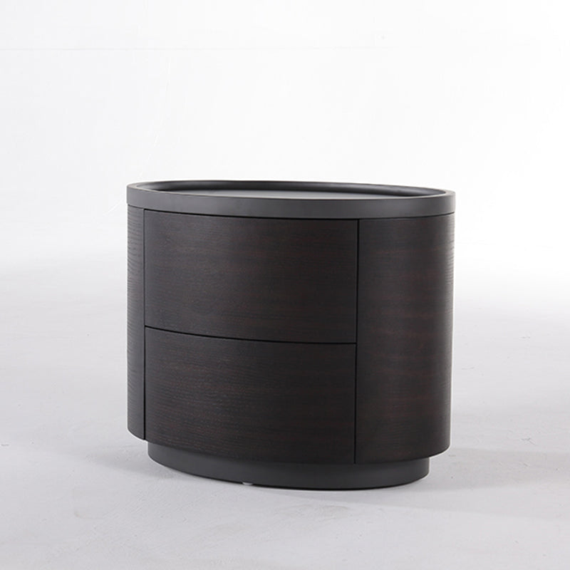 Timeless Vintage Bedside Table - Natural Wood Grain & Organized Double Drawers Nightstand For Bedroom Lumendat