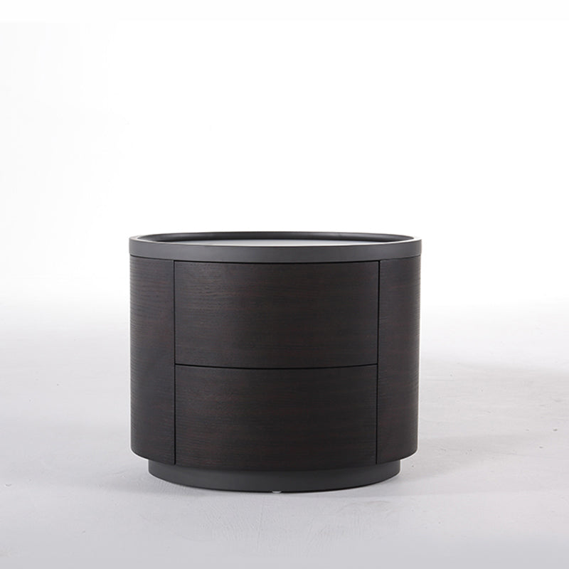 Timeless Vintage Bedside Table - Natural Wood Grain & Organized Double Drawers Nightstand For Bedroom Lumendat