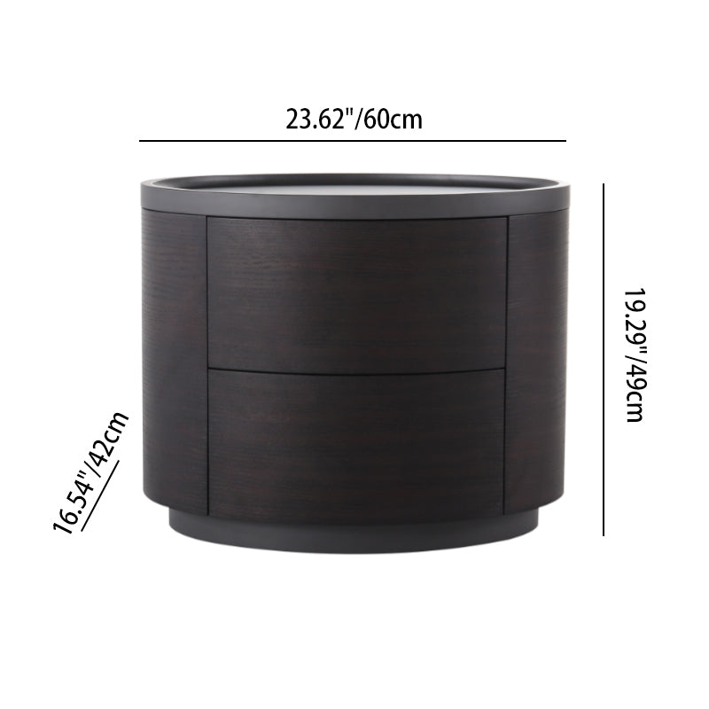 Timeless Vintage Bedside Table - Natural Wood Grain & Organized Double Drawers Nightstand For Bedroom Lumendat