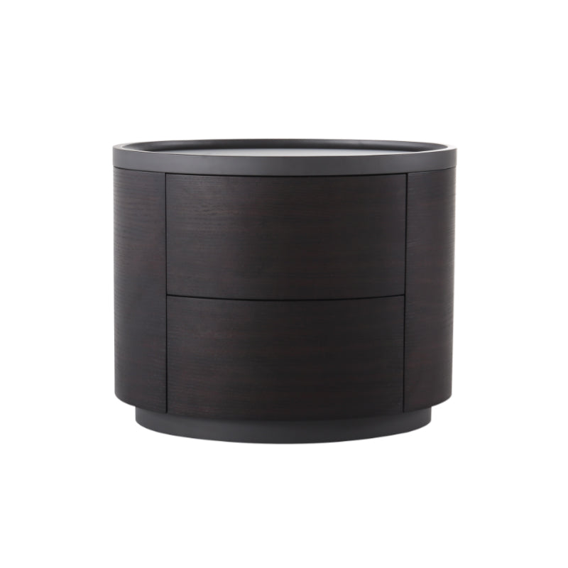 Timeless Vintage Bedside Table - Natural Wood Grain & Organized Double Drawers Nightstand For Bedroom Lumendat