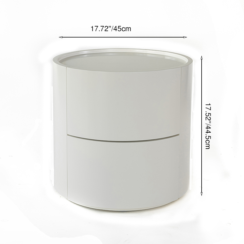 Nordic Rounded Cabinet Nightstand - Sturdy Build & Minimalist Soft Texture Bedside Table 2-Drawer For Bedroom Lumendat