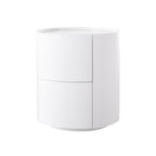 Nordic Rounded Cabinet Nightstand - Sturdy Build & Minimalist Soft Texture Bedside Table 2-Drawer For Bedroom Lumendat