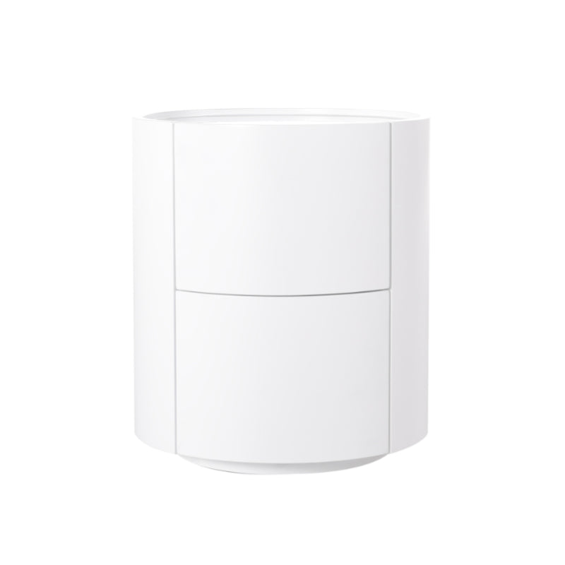Nordic Rounded Cabinet Nightstand - Sturdy Build & Minimalist Soft Texture Bedside Table 2-Drawer For Bedroom Lumendat
