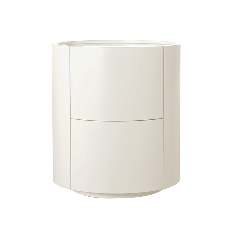 Nordic Rounded Cabinet Nightstand - Sturdy Build & Minimalist Soft Texture Bedside Table 2-Drawer For Bedroom Lumendat
