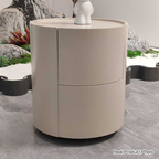 Nordic Rounded Cabinet Nightstand - Sturdy Build & Minimalist Soft Texture Bedside Table 2-Drawer For Bedroom Lumendat
