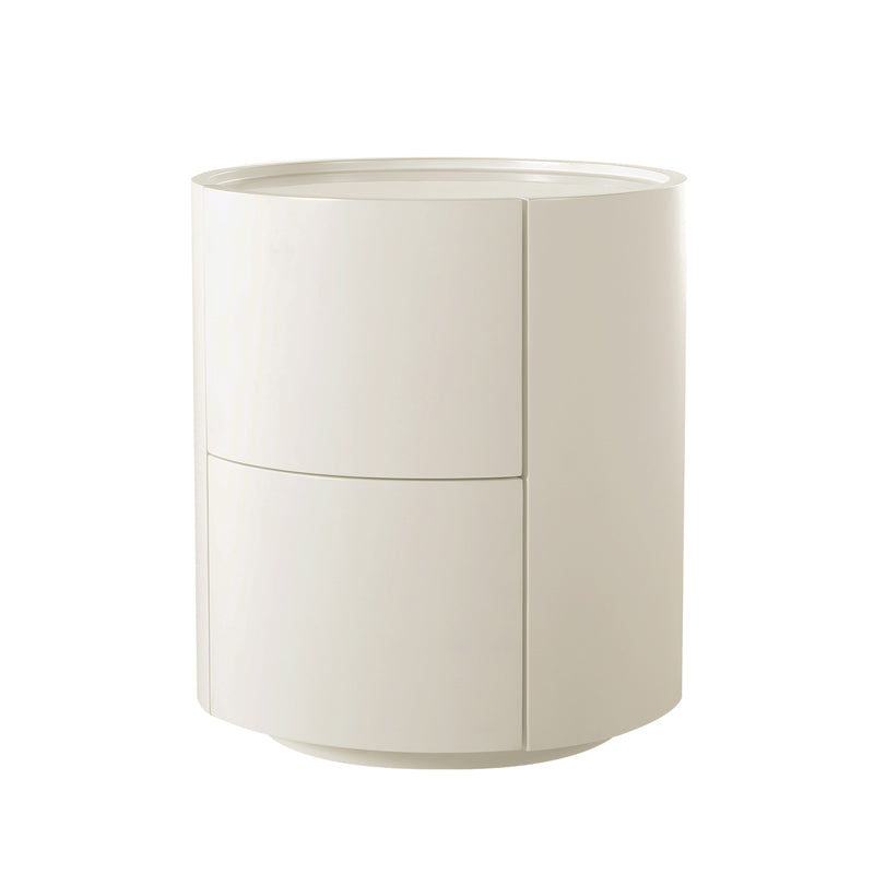 Nordic Rounded Cabinet Nightstand - Sturdy Build & Minimalist Soft Texture Bedside Table 2-Drawer For Bedroom Lumendat