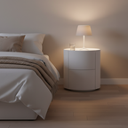 Nordic Rounded Cabinet Nightstand - Sturdy Build & Minimalist Soft Texture Bedside Table 2-Drawer For Bedroom Lumendat