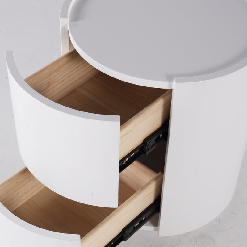 Nordic Rounded Cabinet Nightstand - Sturdy Build & Minimalist Soft Texture Bedside Table 2-Drawer For Bedroom Lumendat