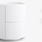 Nordic Rounded Cabinet Nightstand - Sturdy Build & Minimalist Soft Texture Bedside Table 2-Drawer For Bedroom Lumendat