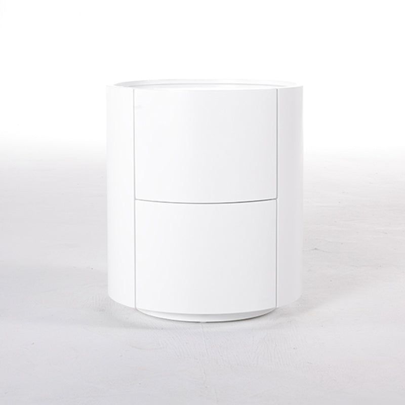 Nordic Rounded Cabinet Nightstand - Sturdy Build & Minimalist Soft Texture Bedside Table 2-Drawer For Bedroom Lumendat