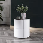 Nordic Rounded Cabinet Nightstand - Sturdy Build & Minimalist Soft Texture Bedside Table 2-Drawer For Bedroom Lumendat