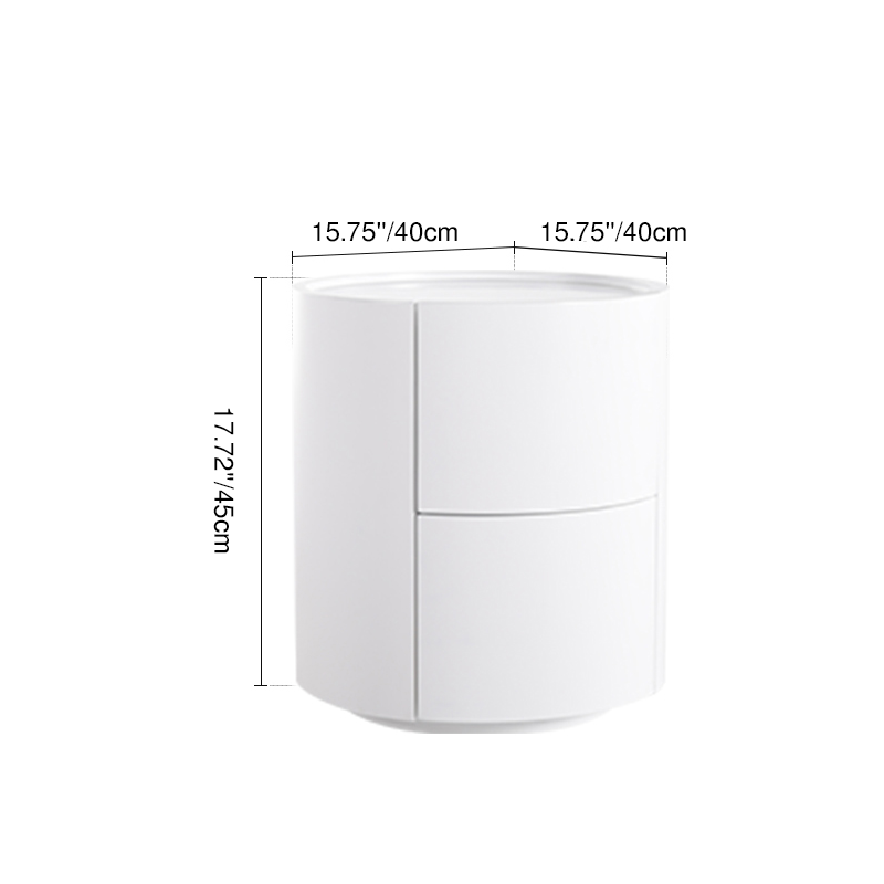 Nordic Rounded Cabinet Nightstand - Sturdy Build & Minimalist Soft Texture Bedside Table 2-Drawer For Bedroom Lumendat