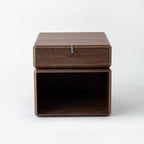 Retro Rotatable Wood Nightstand - Rotatable Top & Classified Storage Layout Bedside Table 1-Drawer For Bedroom Lumendat