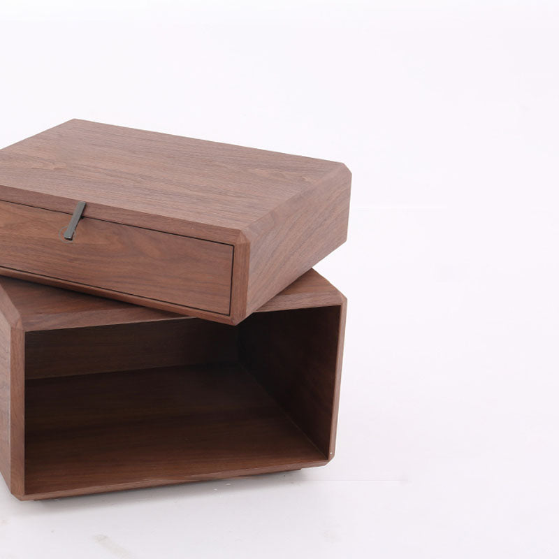 Retro Rotatable Wood Nightstand - Rotatable Top & Classified Storage Layout Bedside Table 1-Drawer For Bedroom Lumendat
