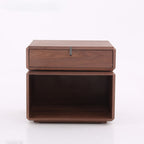 Retro Rotatable Wood Nightstand - Rotatable Top & Classified Storage Layout Bedside Table 1-Drawer For Bedroom Lumendat