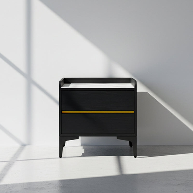 Easy-Clean Scandinavian Bedside Table - Eco-Friendly Wood Veneer & Smooth 2-Drawer Nightstand For Bedroom Lumendat