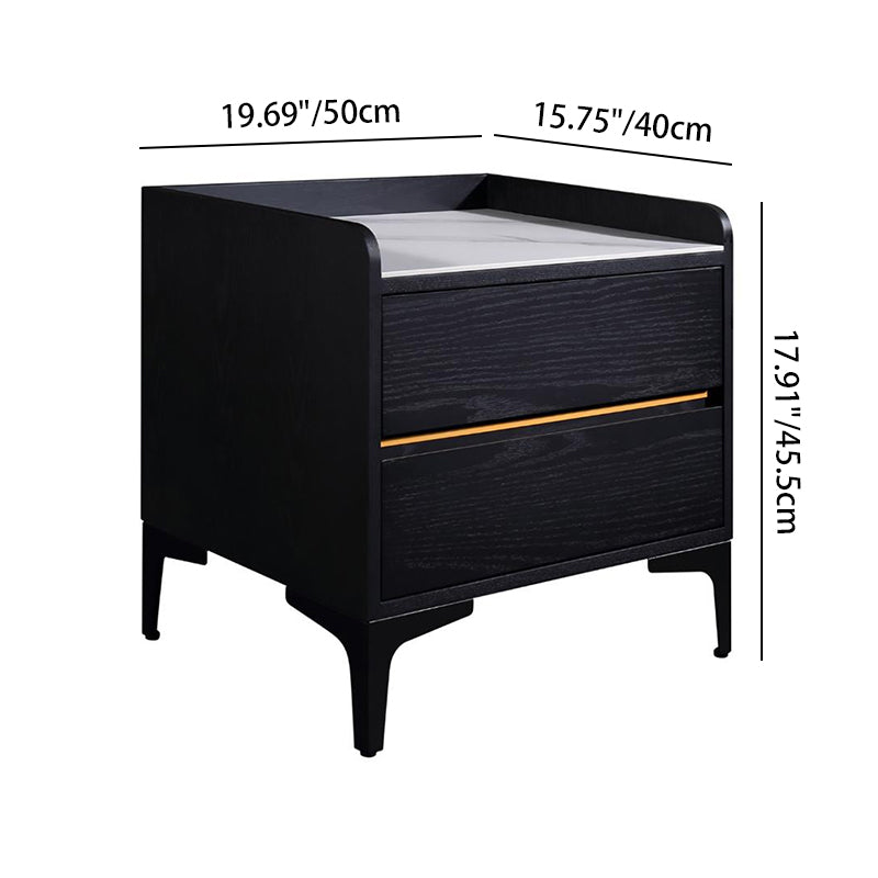 Easy-Clean Scandinavian Bedside Table - Eco-Friendly Wood Veneer & Smooth 2-Drawer Nightstand For Bedroom Lumendat