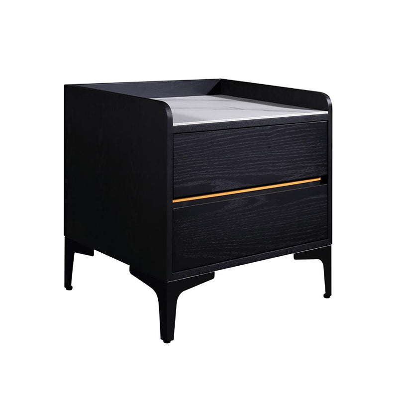 Easy-Clean Scandinavian Bedside Table - Eco-Friendly Wood Veneer & Smooth 2-Drawer Nightstand For Bedroom Lumendat