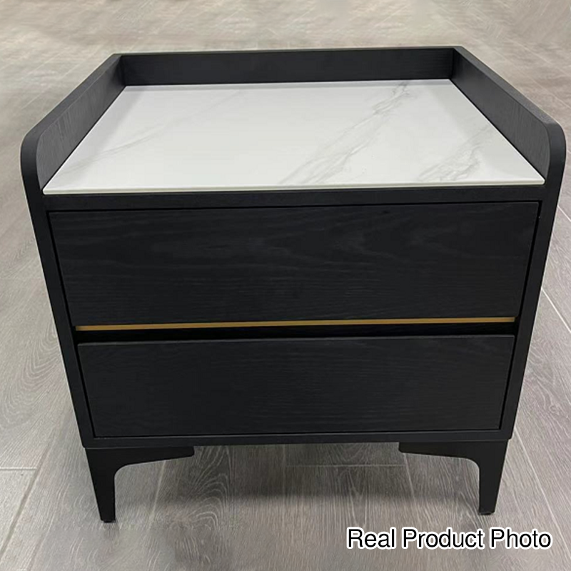 Easy-Clean Scandinavian Bedside Table - Eco-Friendly Wood Veneer & Smooth 2-Drawer Nightstand For Bedroom Lumendat