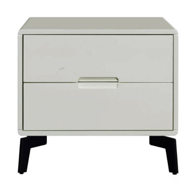 Modern Minimalist Carbon Steel Frame Nightstand - Lacquered Veneered Plywood 2-Drawers Bedside Table For Bedroom Lumendat
