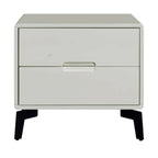 Modern Minimalist Carbon Steel Frame Nightstand - Lacquered Veneered Plywood 2-Drawers Bedside Table For Bedroom Lumendat