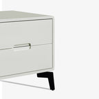 Modern Minimalist Carbon Steel Frame Nightstand - Lacquered Veneered Plywood 2-Drawers Bedside Table For Bedroom Lumendat