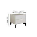 Modern Minimalist Carbon Steel Frame Nightstand - Lacquered Veneered Plywood 2-Drawers Bedside Table For Bedroom Lumendat