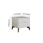 Modern Minimalist Carbon Steel Frame Nightstand - Lacquered Veneered Plywood 2-Drawers Bedside Table For Bedroom Lumendat