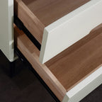 Modern Minimalist Carbon Steel Frame Nightstand - Lacquered Veneered Plywood 2-Drawers Bedside Table For Bedroom Lumendat