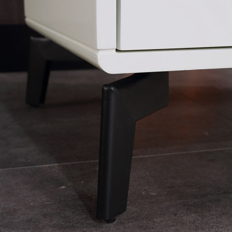 Modern Minimalist Carbon Steel Frame Nightstand - Lacquered Veneered Plywood 2-Drawers Bedside Table For Bedroom Lumendat